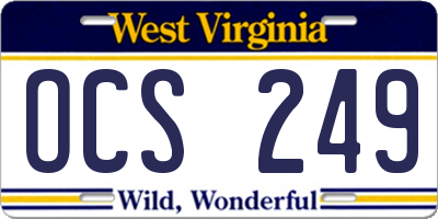 WV license plate OCS249