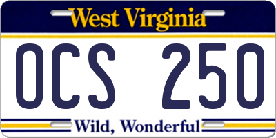 WV license plate OCS250