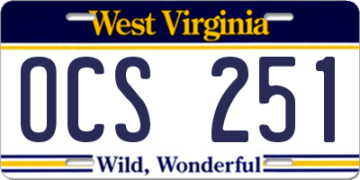 WV license plate OCS251