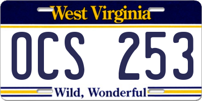WV license plate OCS253