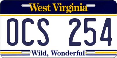 WV license plate OCS254