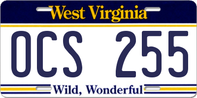 WV license plate OCS255