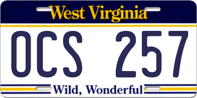 WV license plate OCS257