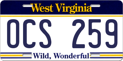 WV license plate OCS259