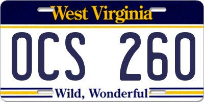 WV license plate OCS260
