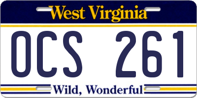 WV license plate OCS261