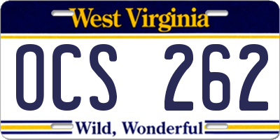 WV license plate OCS262