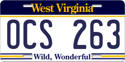 WV license plate OCS263