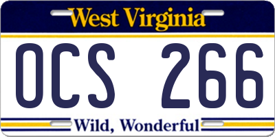 WV license plate OCS266