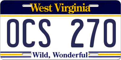 WV license plate OCS270