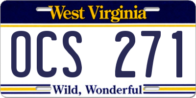 WV license plate OCS271