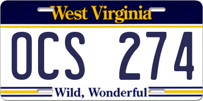 WV license plate OCS274