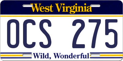 WV license plate OCS275