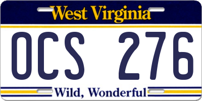 WV license plate OCS276