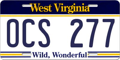WV license plate OCS277