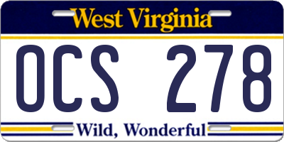 WV license plate OCS278