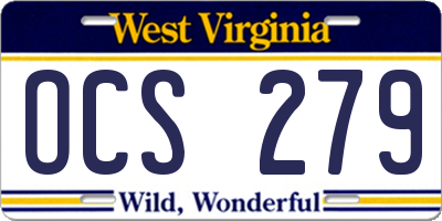 WV license plate OCS279