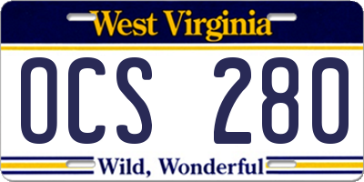WV license plate OCS280