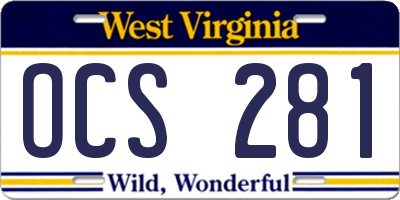 WV license plate OCS281