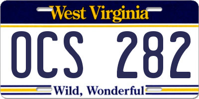 WV license plate OCS282