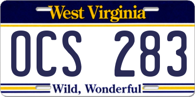 WV license plate OCS283