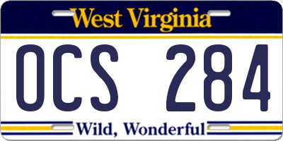 WV license plate OCS284