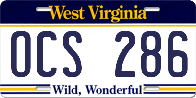 WV license plate OCS286