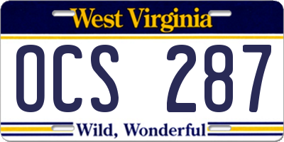 WV license plate OCS287