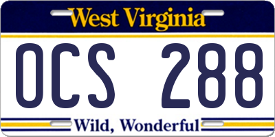 WV license plate OCS288