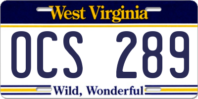 WV license plate OCS289