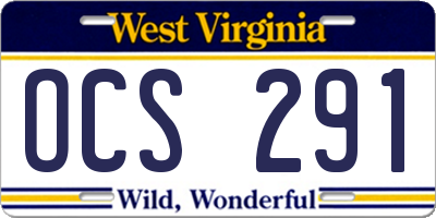 WV license plate OCS291
