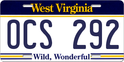 WV license plate OCS292