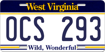 WV license plate OCS293