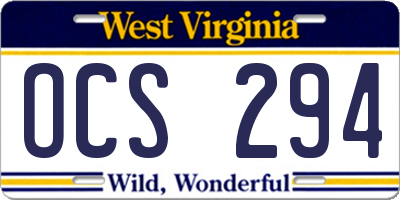 WV license plate OCS294