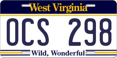 WV license plate OCS298