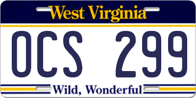 WV license plate OCS299