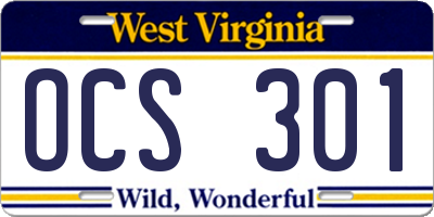 WV license plate OCS301
