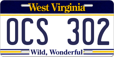 WV license plate OCS302
