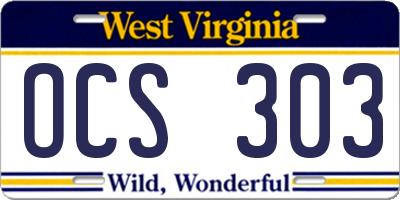 WV license plate OCS303