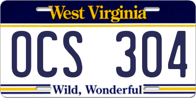 WV license plate OCS304