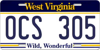 WV license plate OCS305