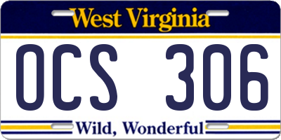 WV license plate OCS306