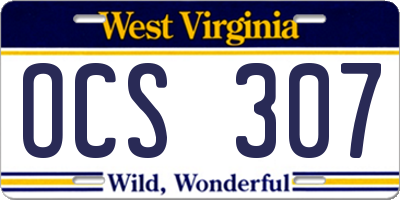 WV license plate OCS307