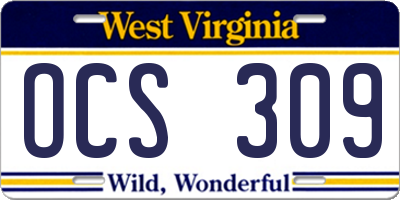 WV license plate OCS309