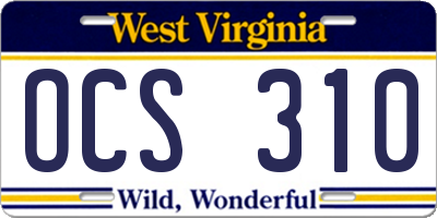 WV license plate OCS310