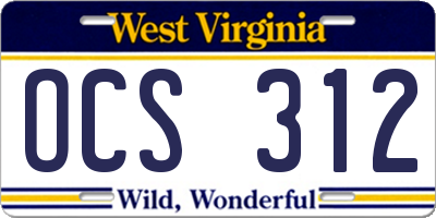 WV license plate OCS312