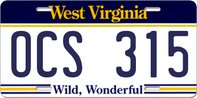 WV license plate OCS315