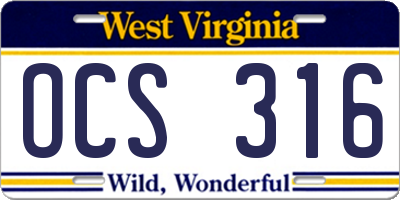 WV license plate OCS316