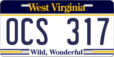 WV license plate OCS317