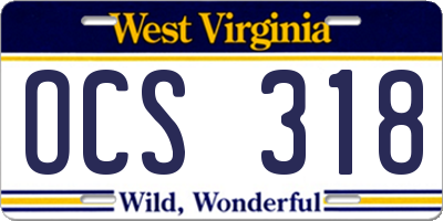 WV license plate OCS318